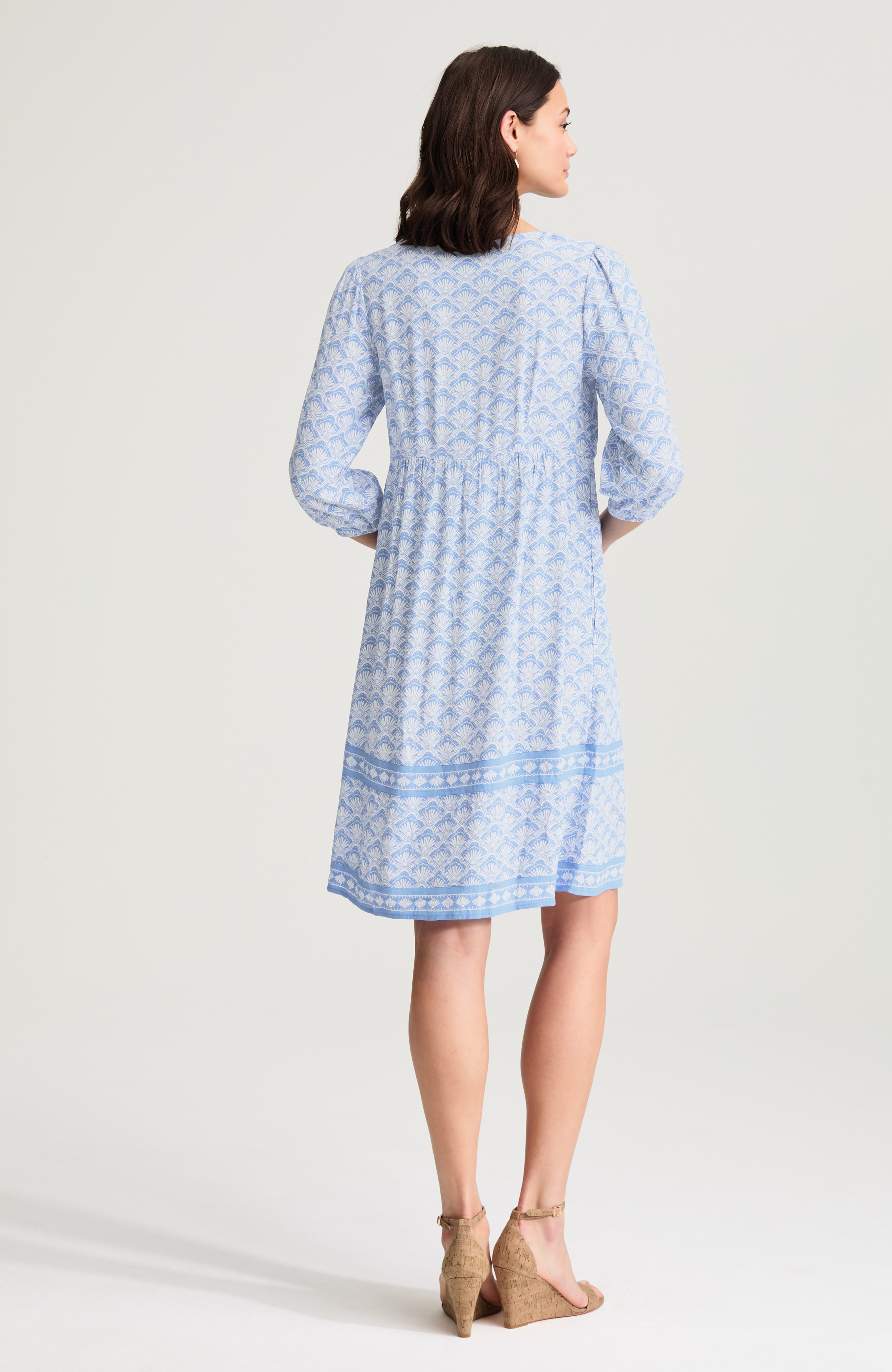 border-printed flounced-hem dress