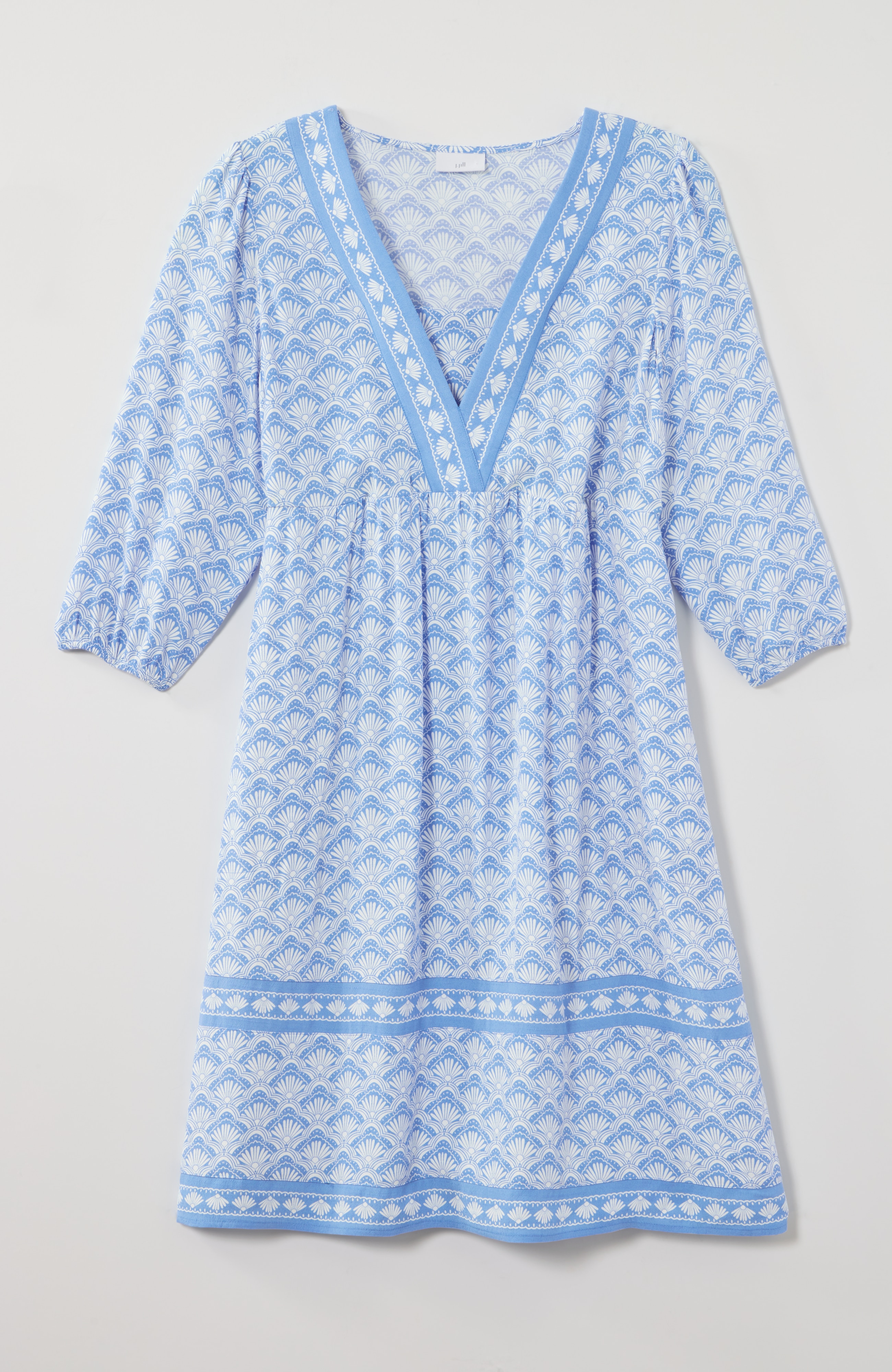 border-printed flounced-hem dress