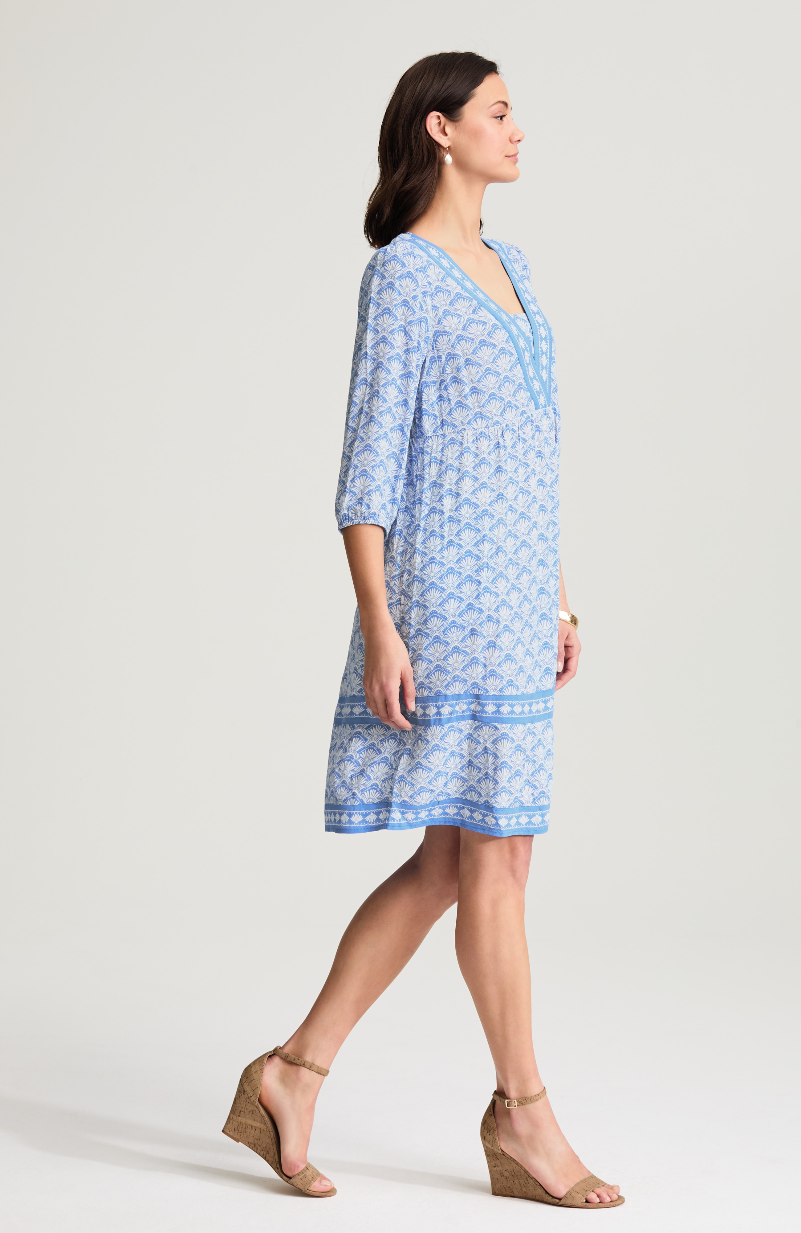 border-printed flounced-hem dress