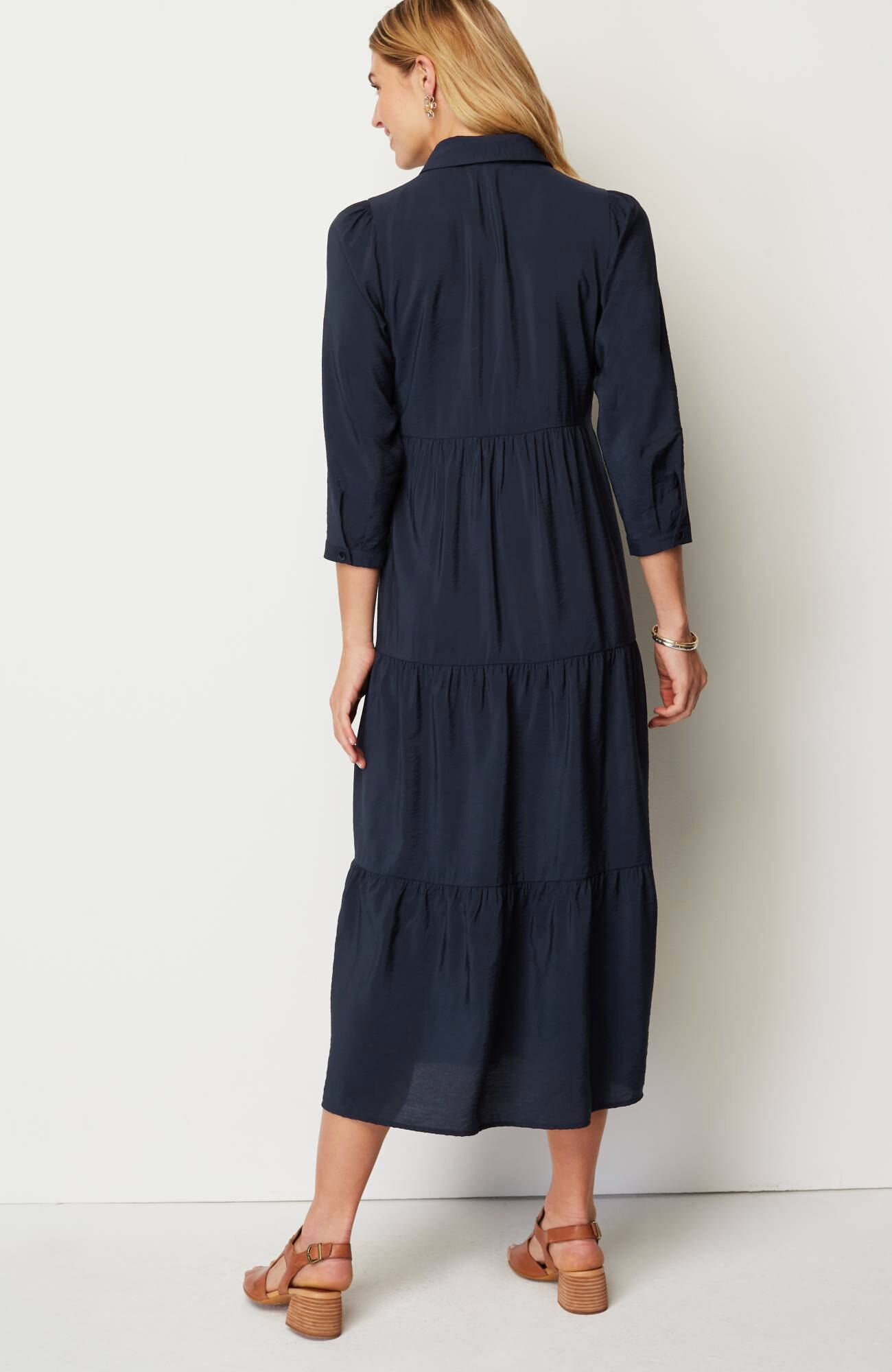 tiered maxi shirtdress