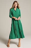tiered maxi shirtdress