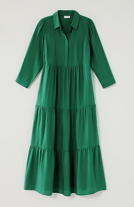 tiered maxi shirtdress