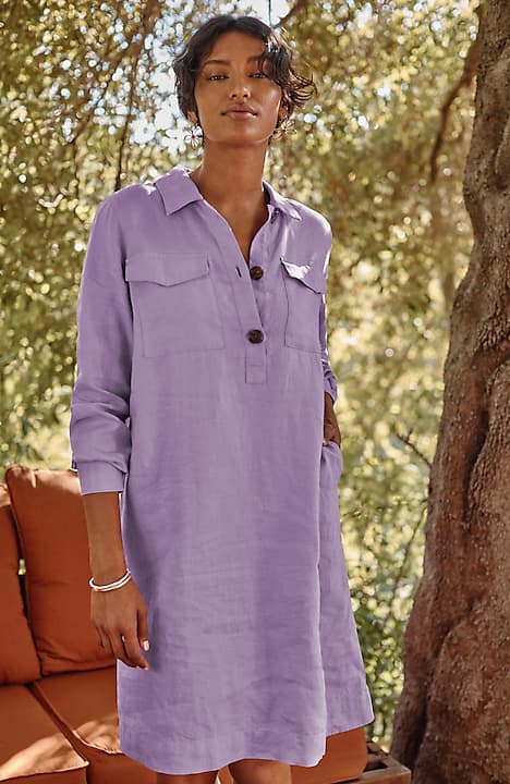 chinese dress ladies Frank & Eileen Daphne Navy, Washed Linen Navy XL