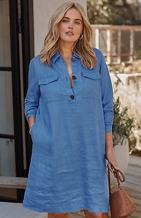 Image for Linen Popover Shirtdress
