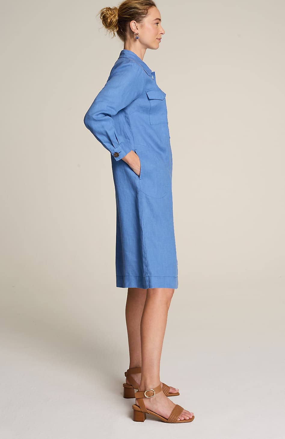chinese dress ladies Linen Boxy Popover Shirt Dress Shop Online