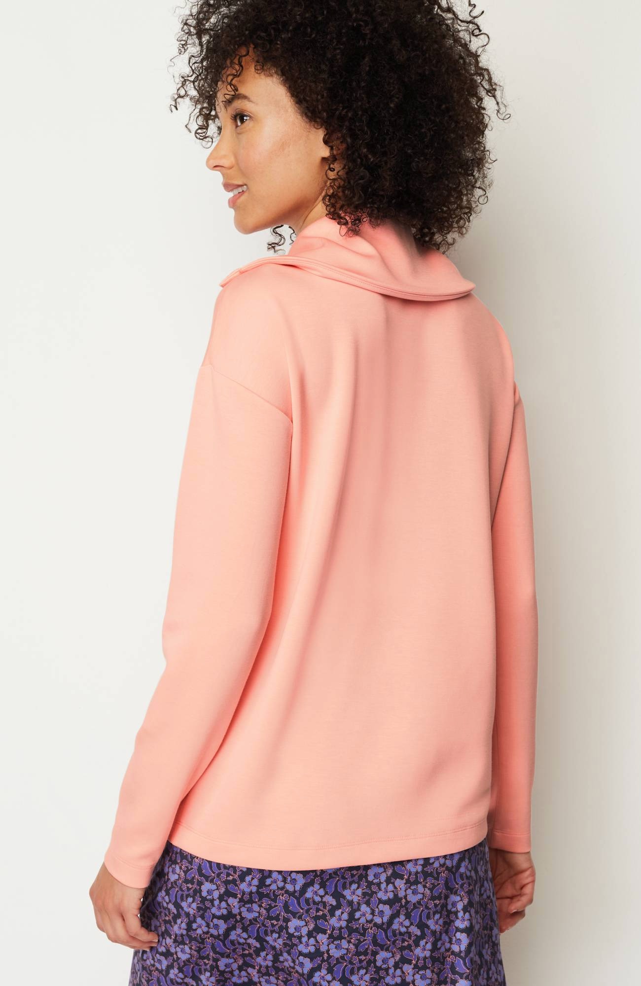 Fit Sleek Double-Knit Snap-Front Pullover