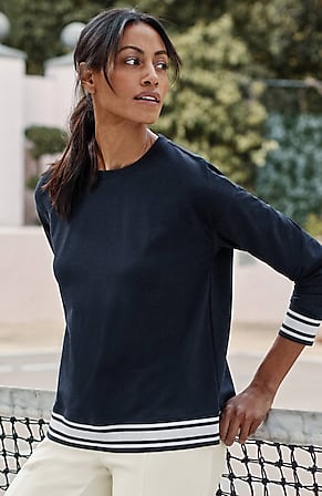 Image for Fit Elevate Terry Striped-Hem Pullover