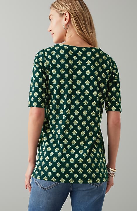 Pima-Slub Scoop-Neck Side-Slit Tee | JJill