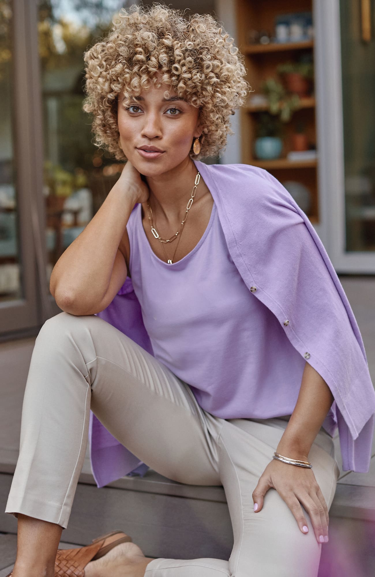 Jjill J.jill Pima-stretch Knit Tank In Lavender