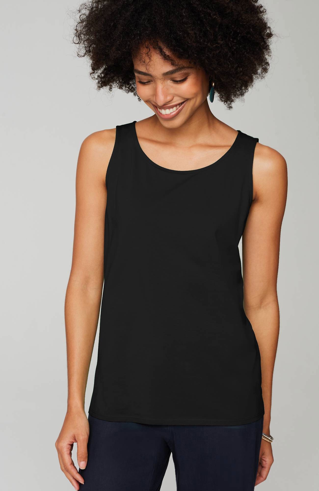 Shop Jjill J.jill Pima-stretch Knit Tank In Black