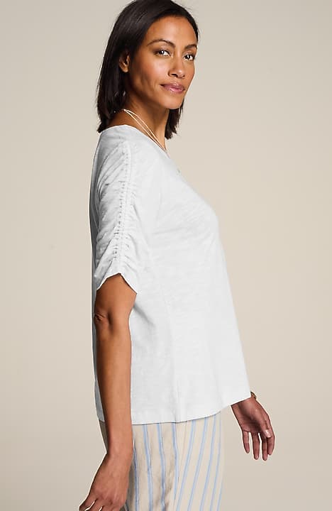 ruched-sleeve top