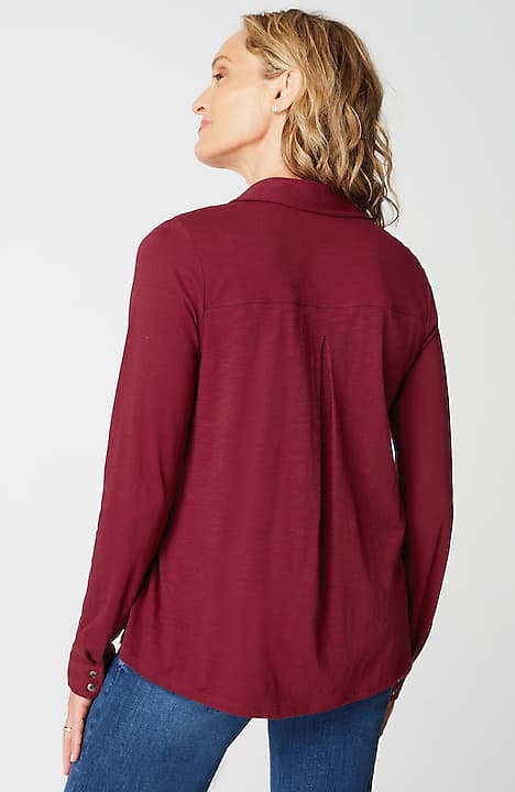 button-front knit shirt
