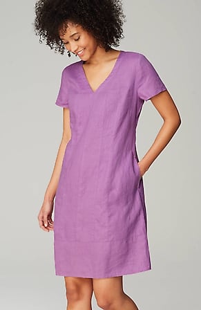 Image for Linen V-Neck Dress