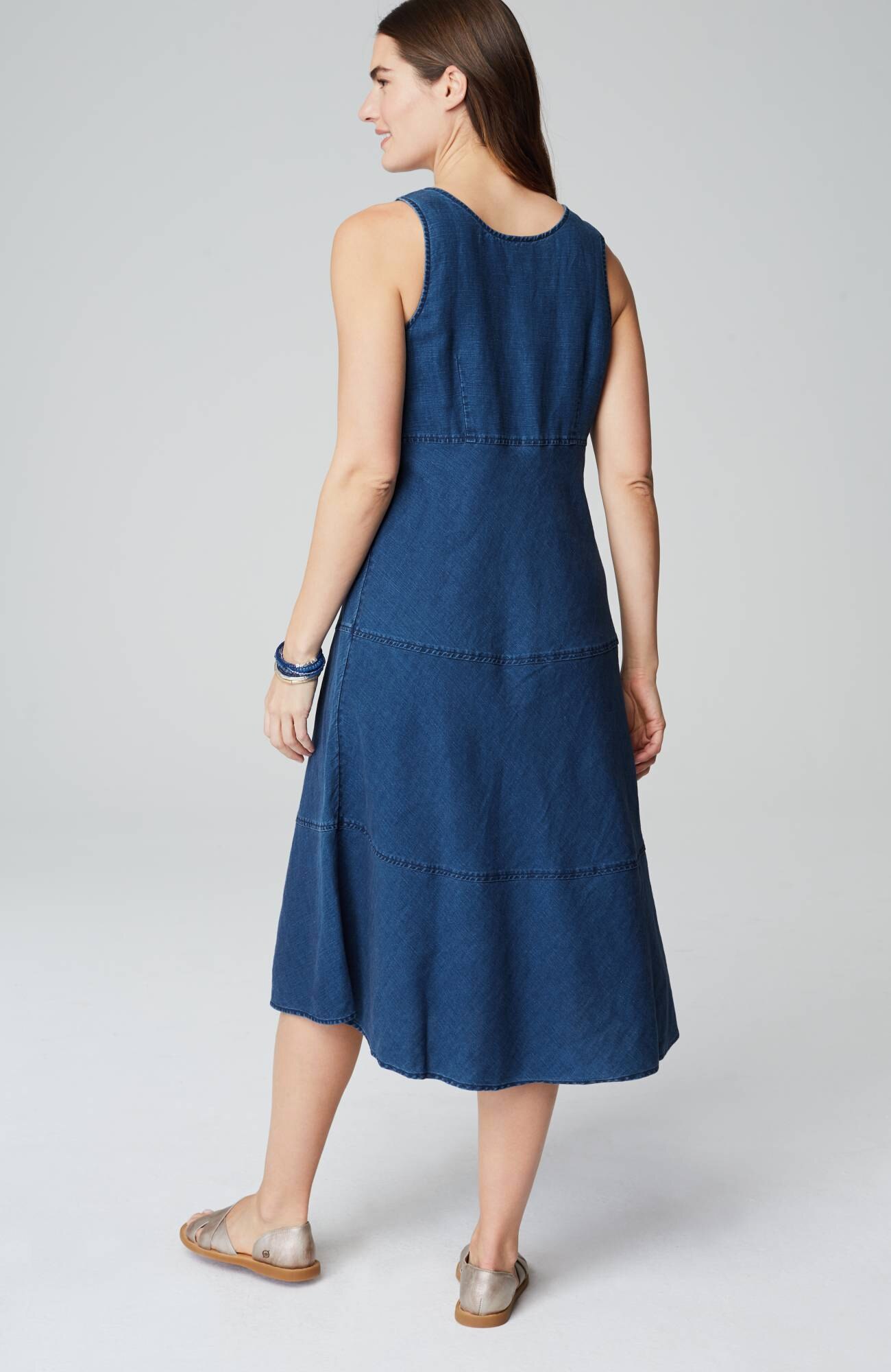 Seamed Indigo Midi Dress