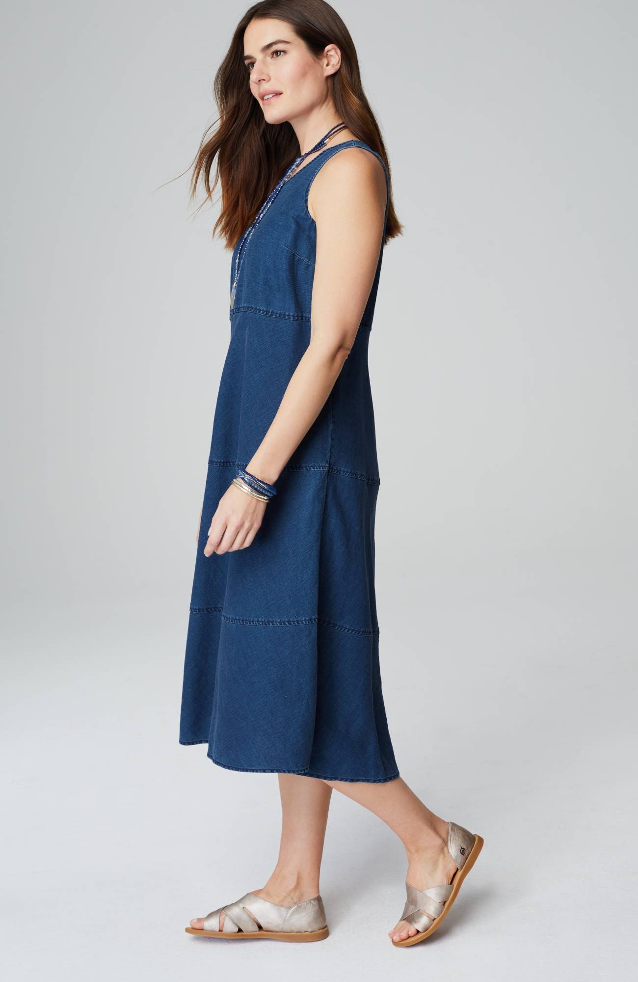 Seamed Indigo Midi Dress