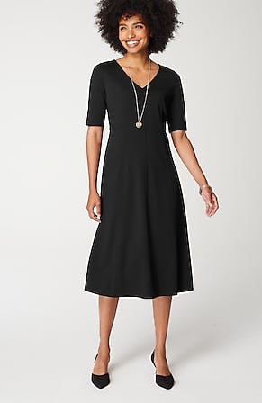 Image for Ponte Double-V-Neck Seamed Dress