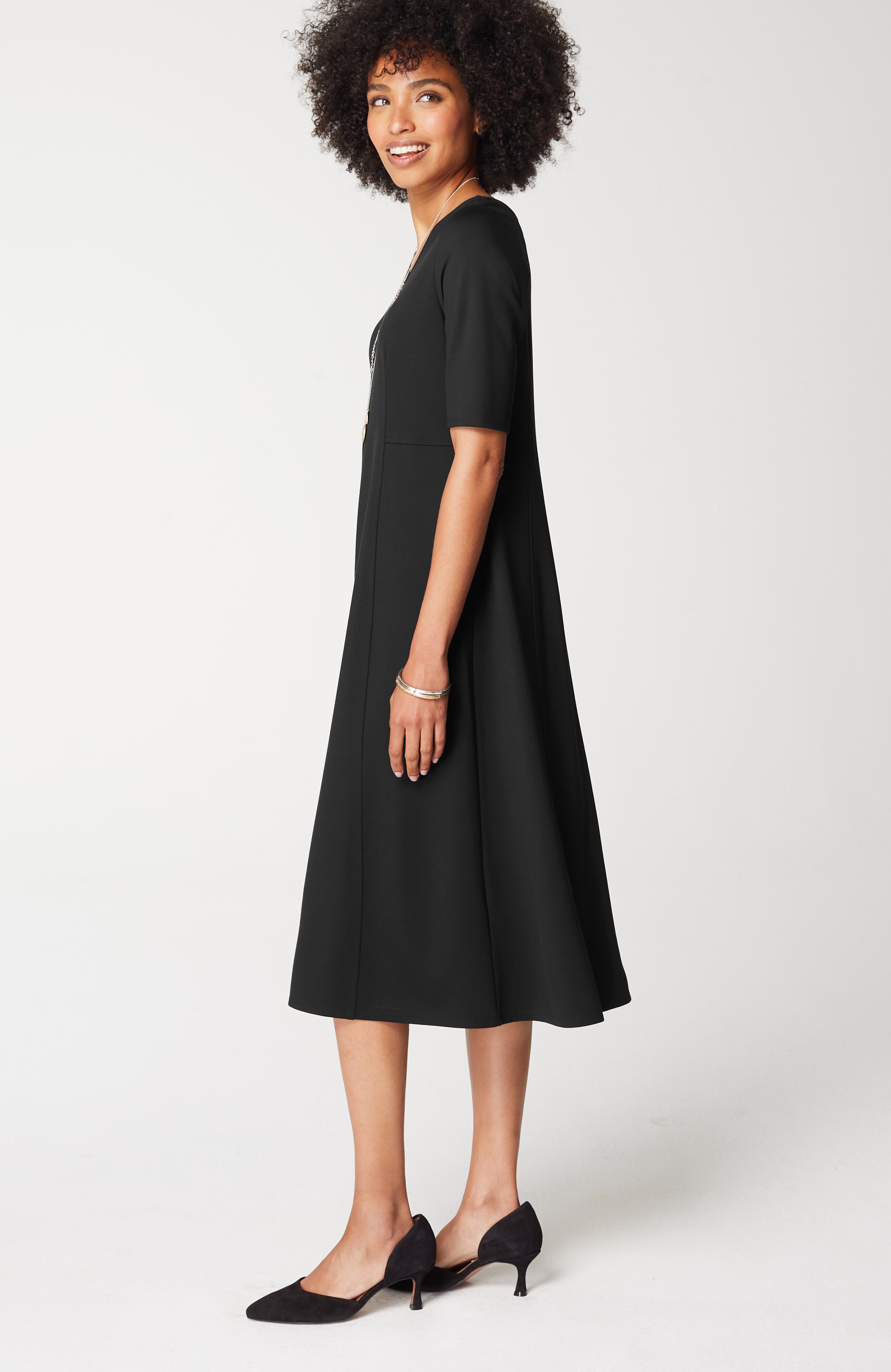 ponte double-v-neck seamed dress
