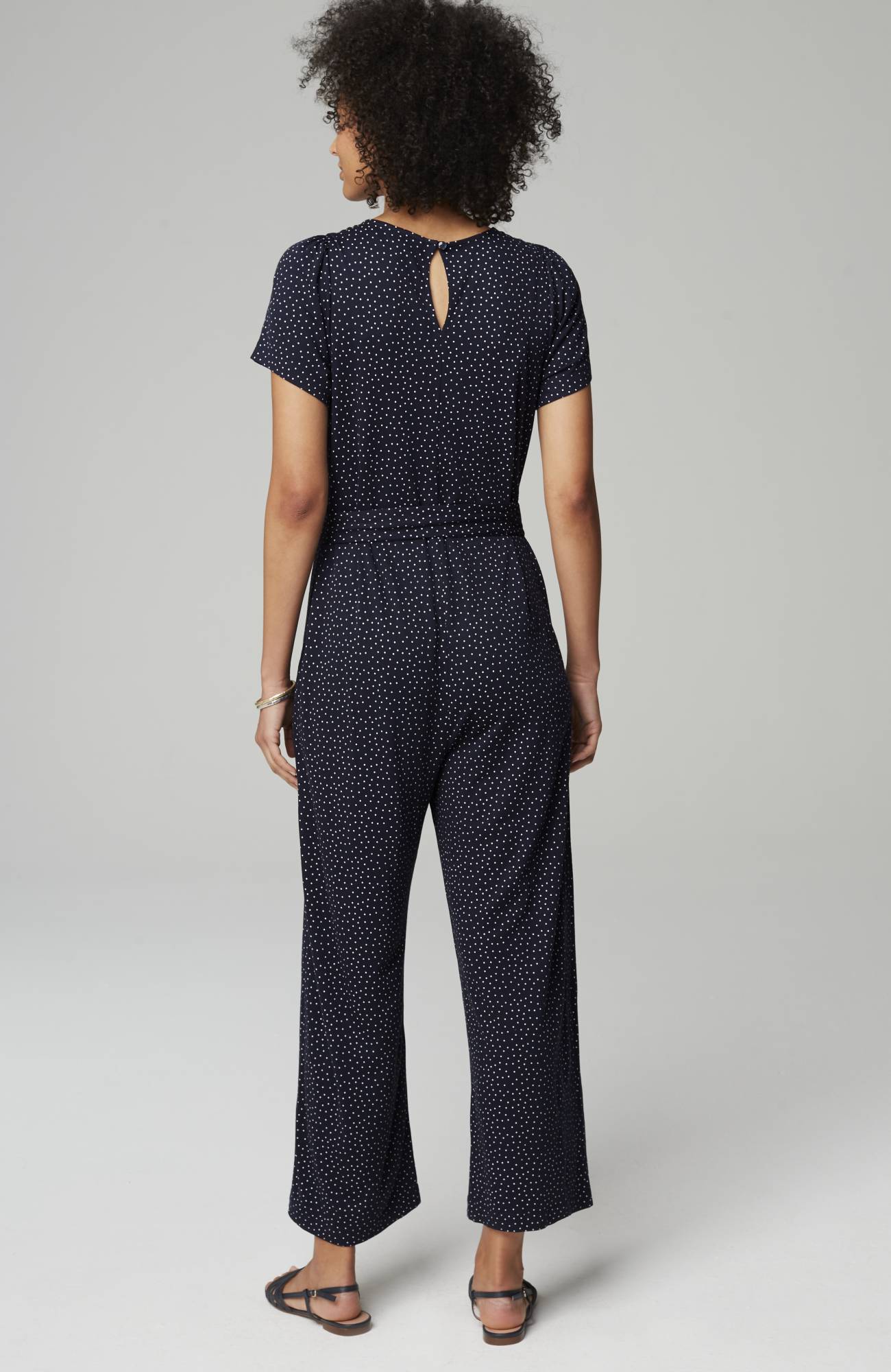 Split-Neck Cropped Jumpsuit