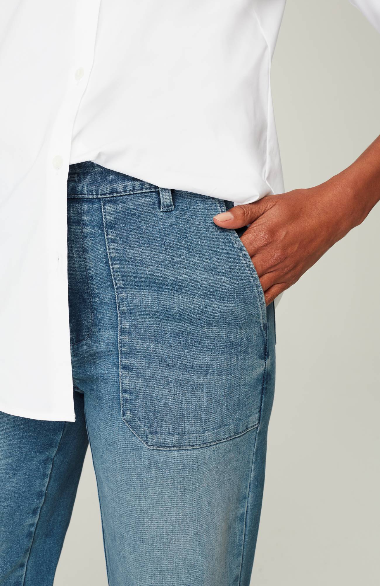 High-Rise Patch-Pocket Wide-Leg Jeans