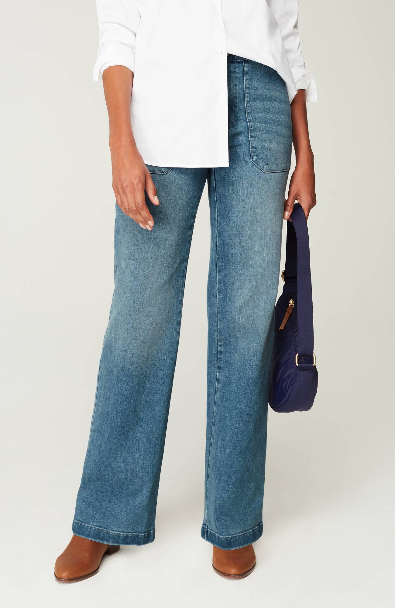High-Rise Patch-Pocket Wide-Leg Jeans