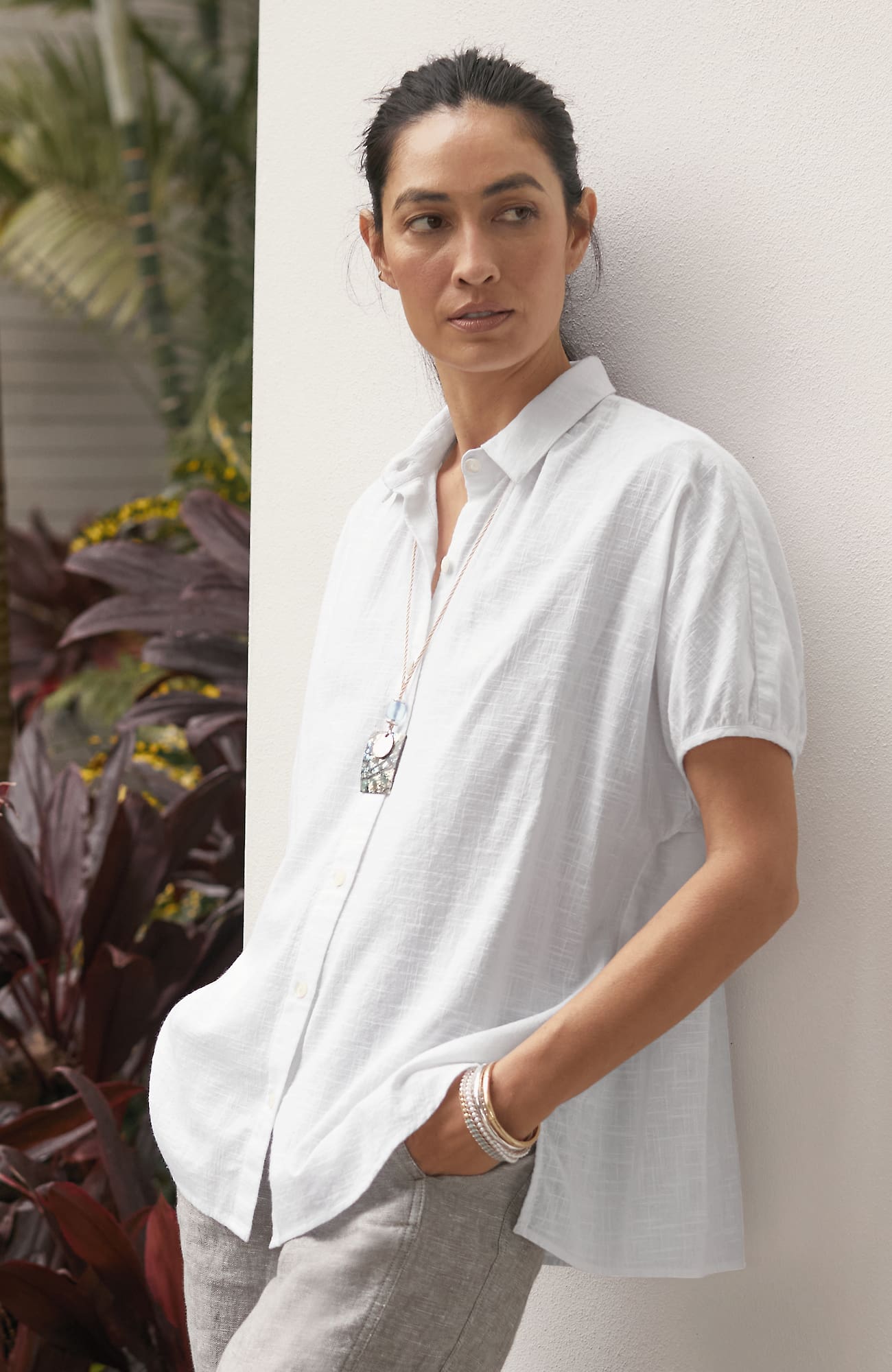 Jjill J.jill Pure Jill Relaxed Button-front Top In White