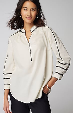 Image for Pure Jill Contrast-Trim Top