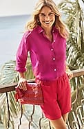 linen patch-pocket pull-on shorts