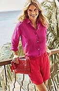 linen patch-pocket pull-on shorts