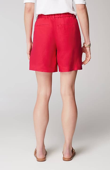 linen patch-pocket pull-on shorts