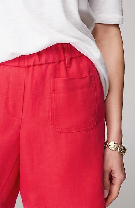 linen patch-pocket pull-on shorts