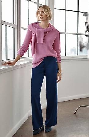 Image for Side-Button Wide-Leg Trousers