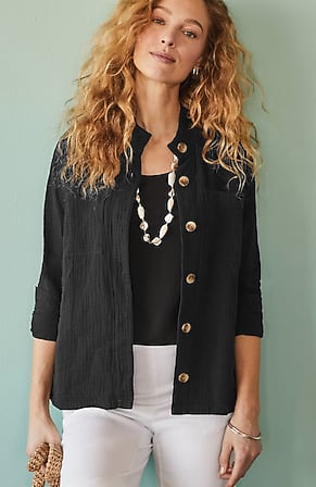 Image for Cotton-Gauze Button-Front Jacket