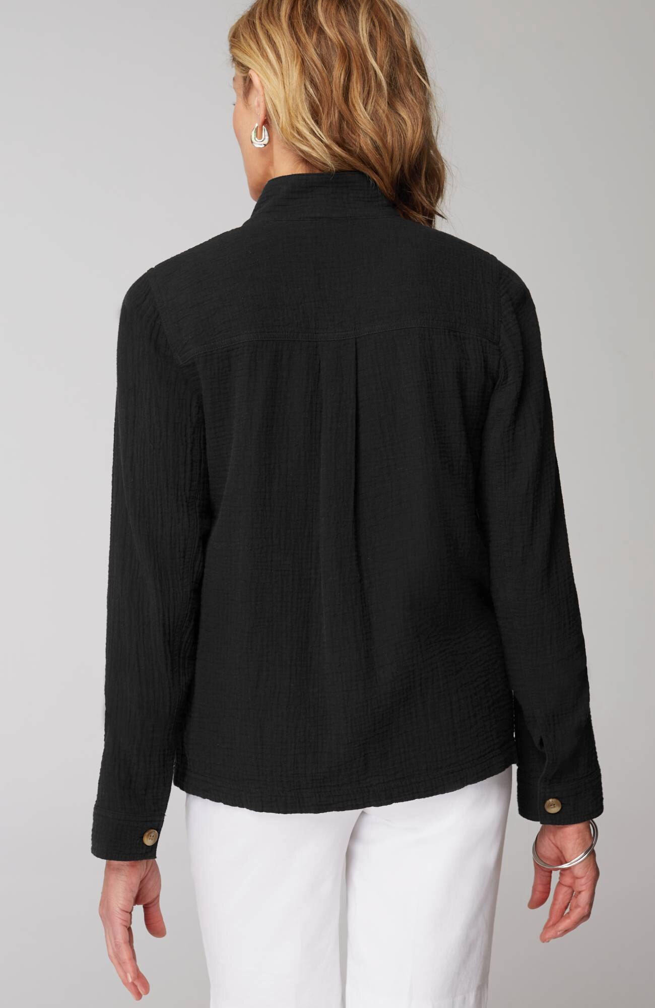 cotton-gauze button-front jacket