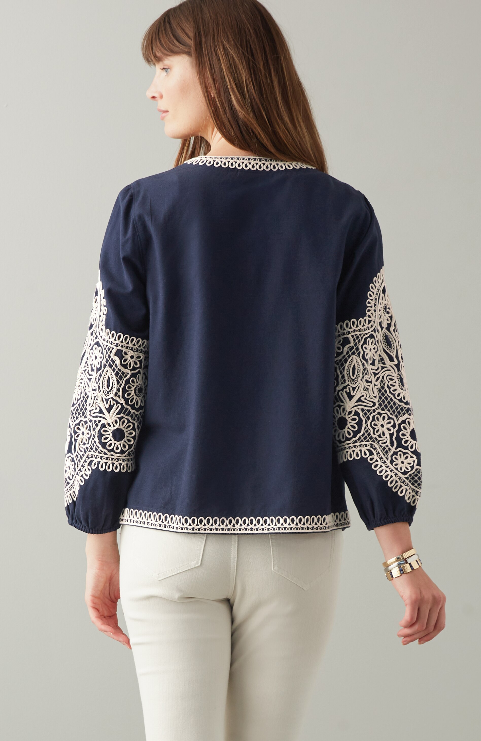Embroidered Open-Front A-Line Jacket | JJill
