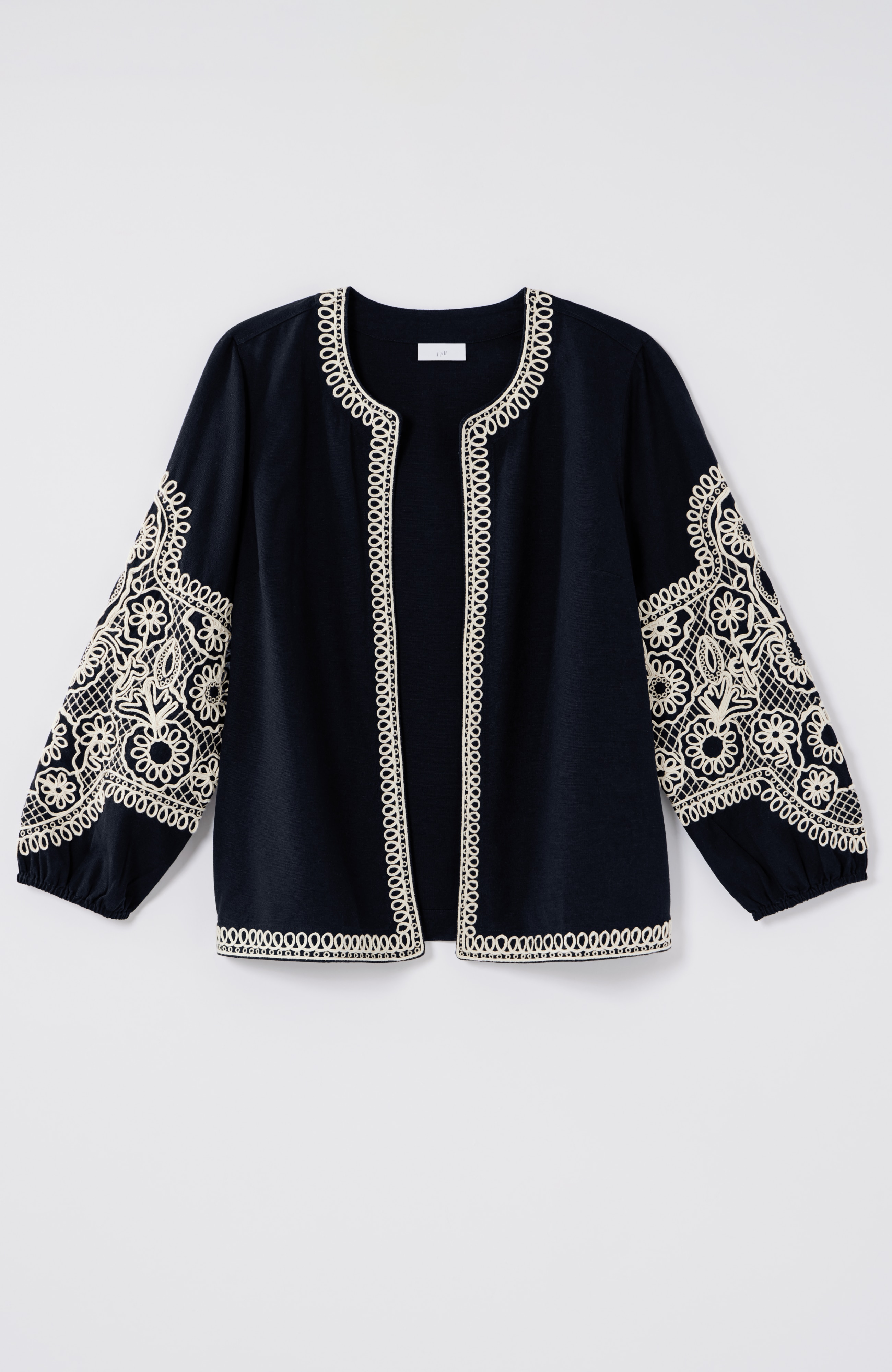 Embroidered Open-Front A-Line Jacket | JJill