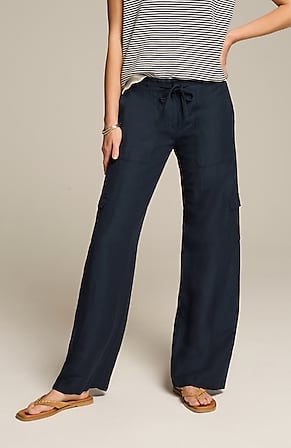 Image for Linen & Rayon Wide-Leg Cargo Pants