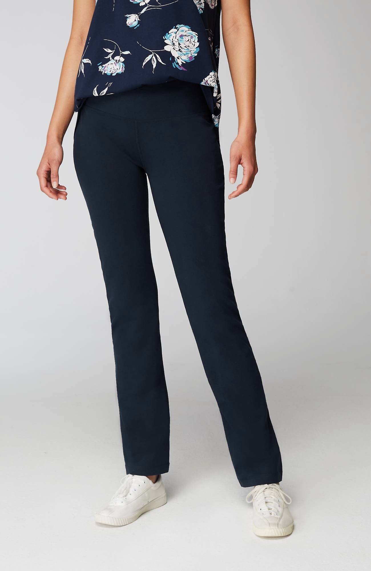 Jjill J.jill Fit Breathe Cotton High-rise Boot-cut Pants In Navy Blue