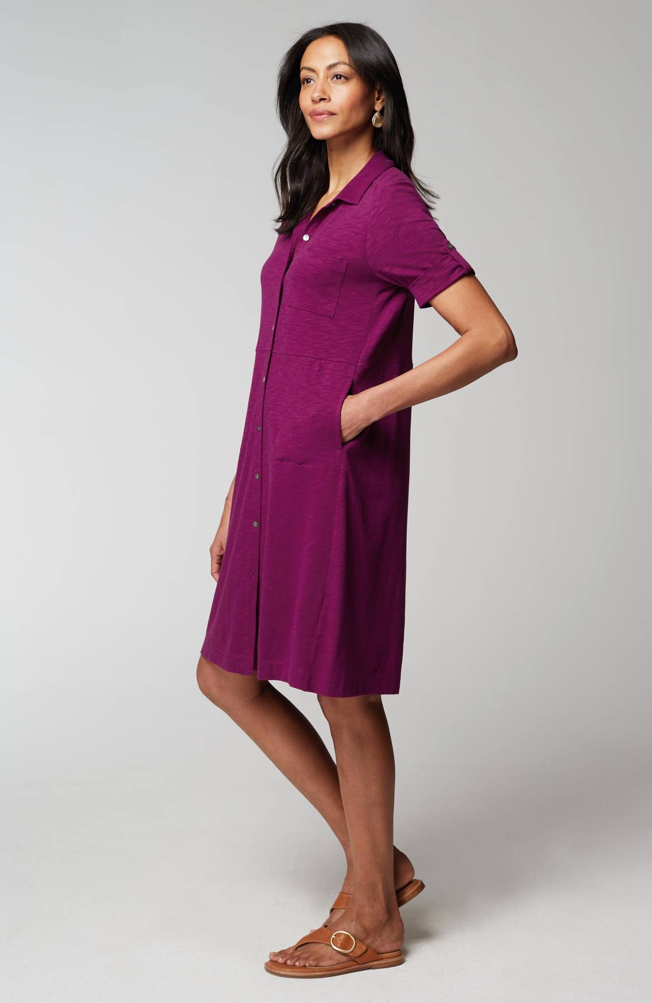 classic cotton-slub shirtdress