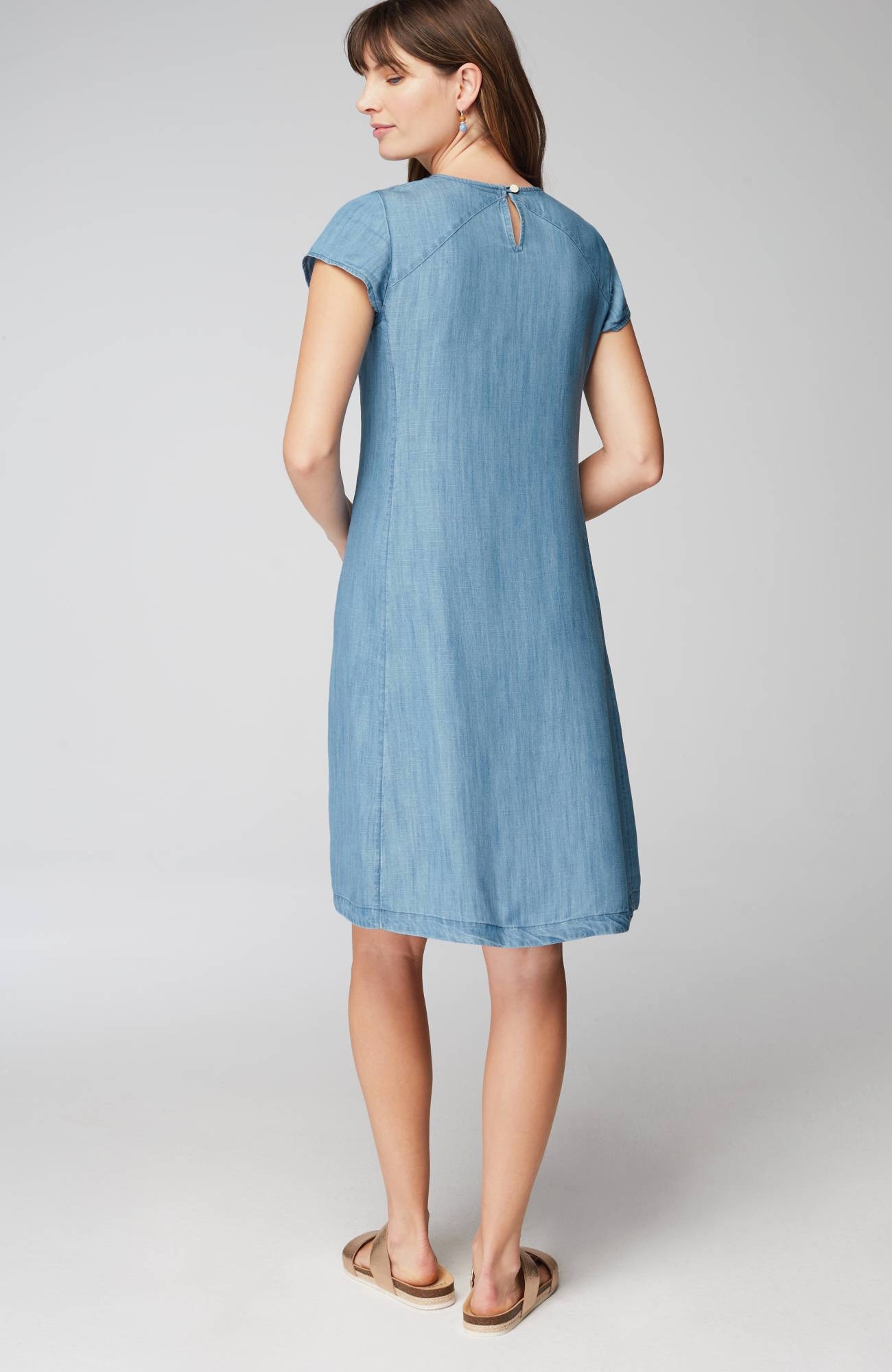 embroidered indigo a-line dress