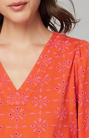 Image for Contrasting-Eyelet Tunic