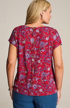 Image for Boat-Neck Buttoned-Back Tee