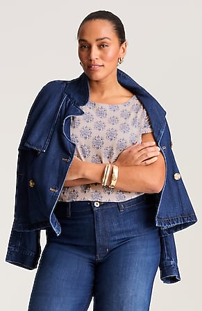 Image for Boat-Neck Buttoned-Back Tee