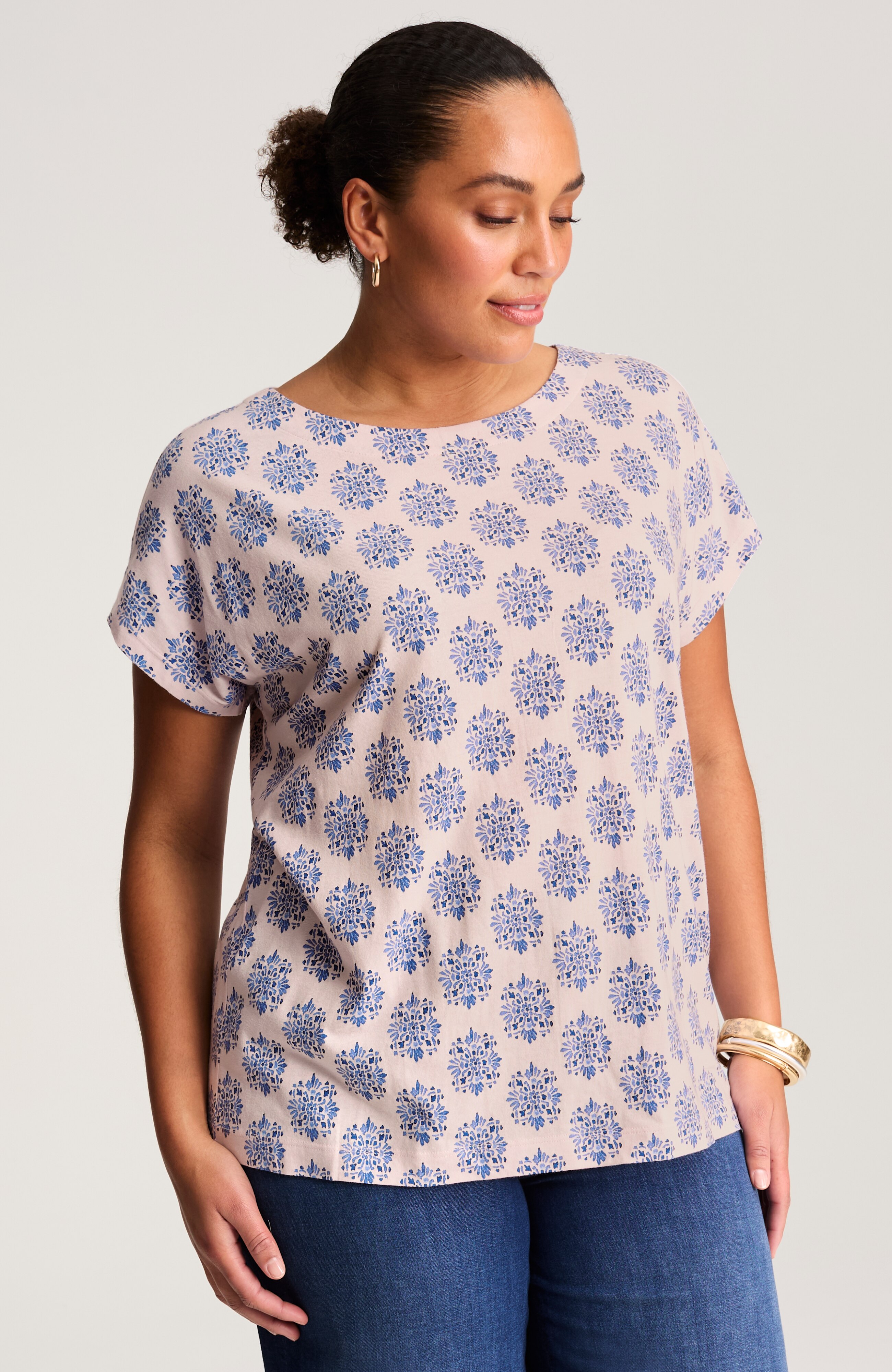 BOAT-NECK BUTTONED-BACK TEE | JJill