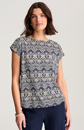 Image for Boat-Neck Buttoned-Back Tee