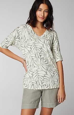 Image for Pure Jill Lightweight Printed V-Neck Sweater