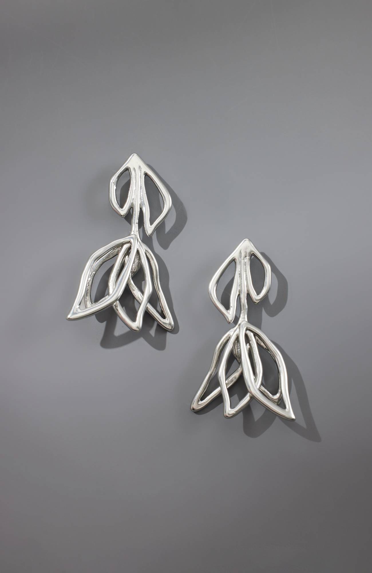 Shop Jjill J.jill Windswept Petals Sculptural Flower Earrings In Silvertone
