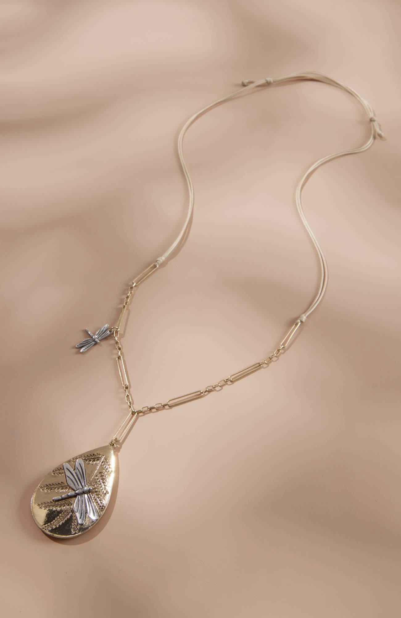 Windswept Petals Dragonfly Pendant Necklace