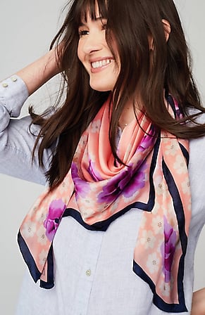 Image for Layered Floral Square Scarf
