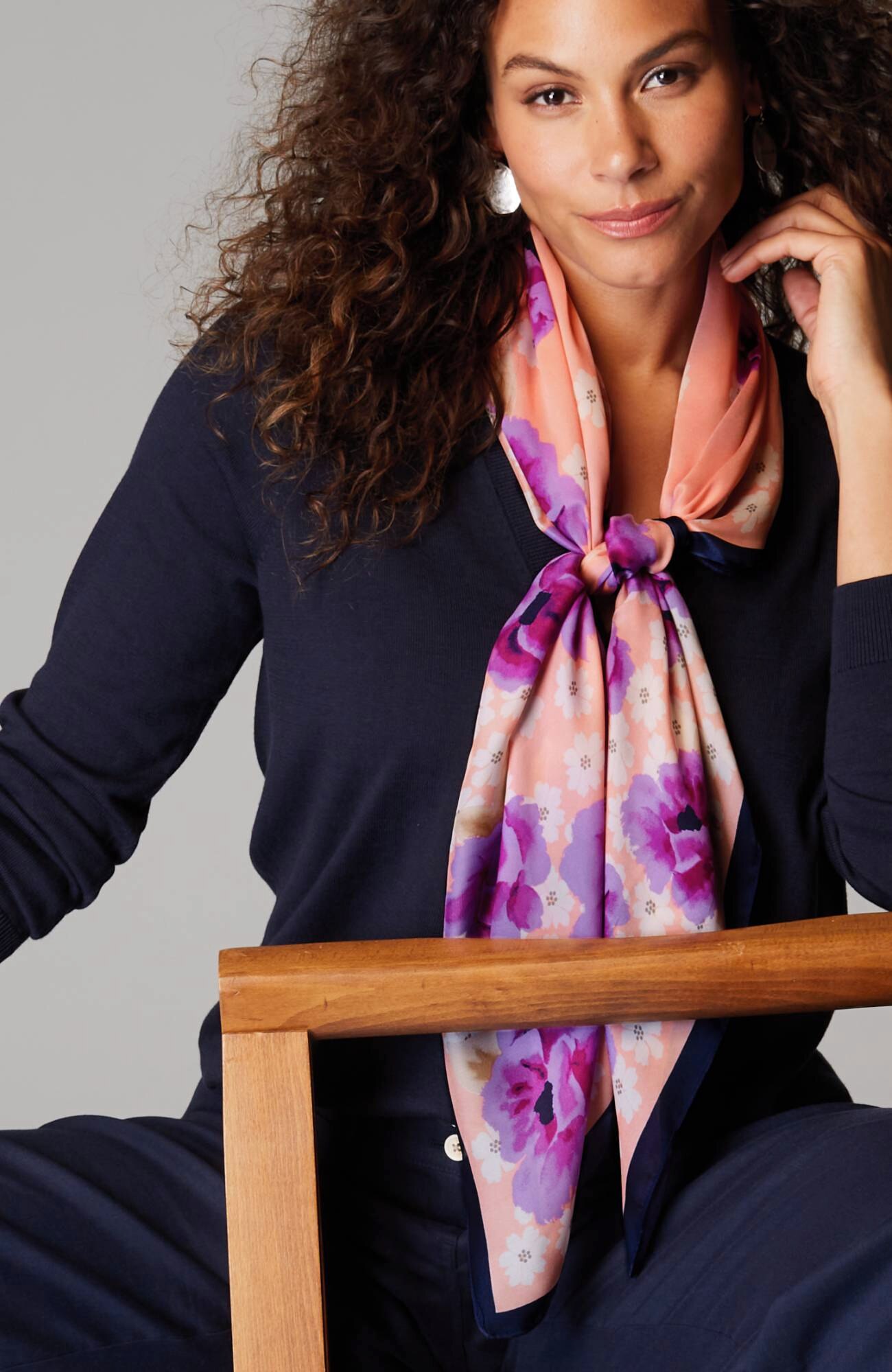 Layered Floral Square Scarf