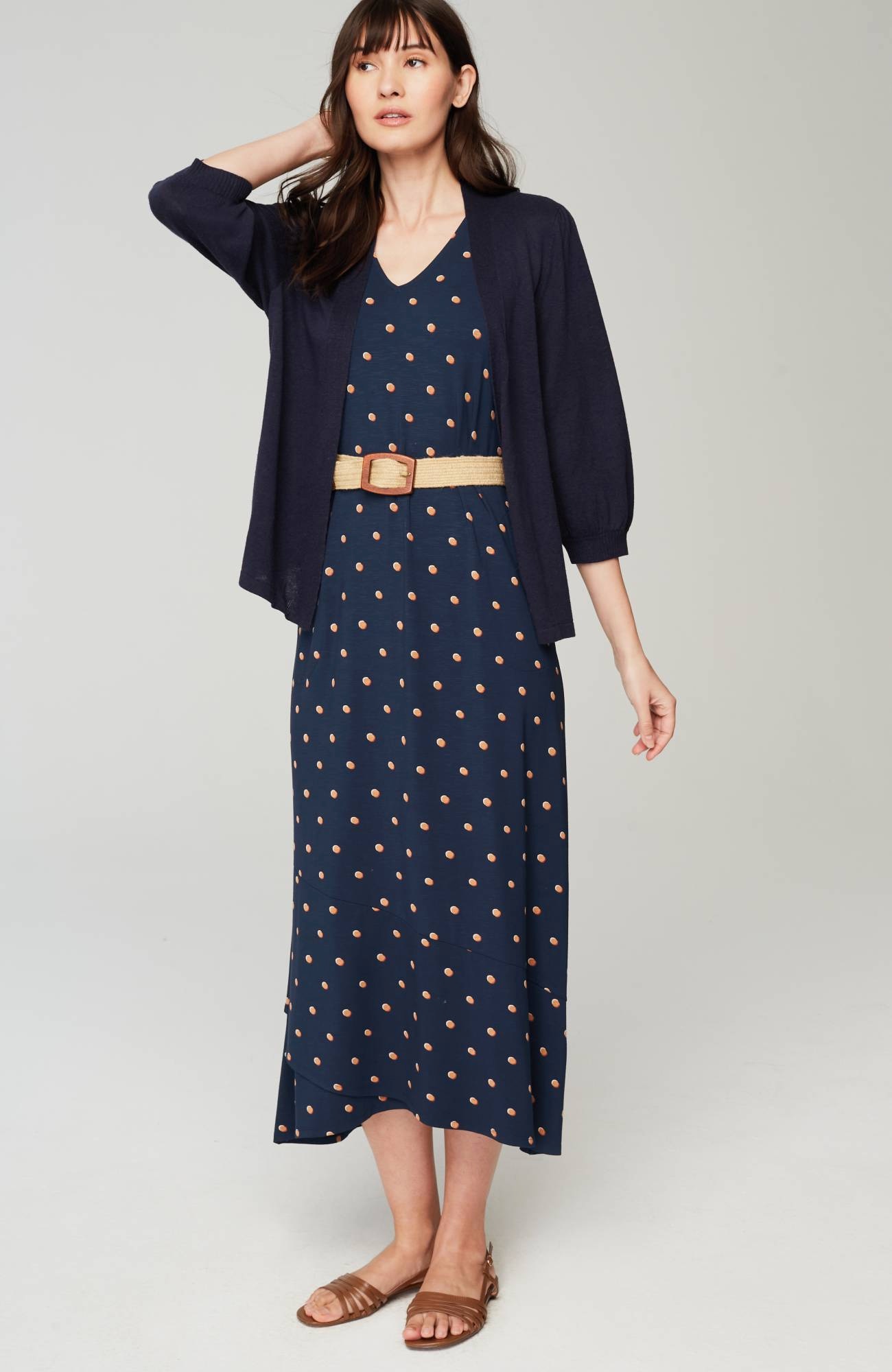 Flounced-Hem Midi Dress